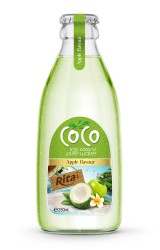 بطری شیشه ای 250 میلی لیتری آب نارگیل با طعم سیب