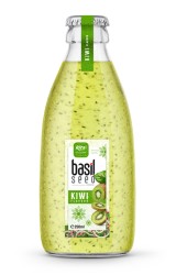 بطری شیشه ای 250 میلی لیتری دانه ریحان با طعم کیوی