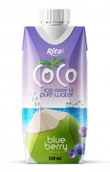 COCO 100% آب نارگیل خالص با طعم زغال اخته 330 میلی لیتر جعبه کاغذی
