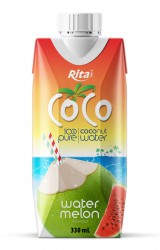 COCO 100% آب نارگیل خالص با طعم هندوانه جعبه کاغذی 330ml