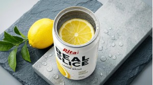 Sparkling Lemon Water with Real Fruit Slices 325ml Can Poster 2