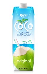 جعبه کاغذی 1 لیتری آب نارگیل 100٪ ارگانیک بدون شکر اضافه شده