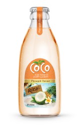 بطری شیشه ای 250 میلی لیتری آب نارگیل با طعم آناناس بطری شیشه ای 250 میلی لیتری آب نارگیل با طعم آناناس