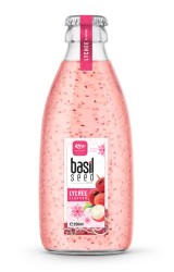 بطری شیشه ای ۲۵۰ میلی لیتری دانه ریحان با طعم لیچی