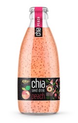 بطری شیشه ای 250 میلی لیتری نوشیدنی دانه چیا با طعم هلو