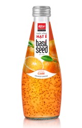 پرفروش ترین بطری شیشه ای 290 میلی لیتری دانه ریحان با طعم پرتقال