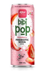 بيبي بوب مشروب غازي بريبايوتيك بعصير الفراولة الحقيقي، علبة أنيقة 330 مل