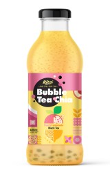 چای حبابی با دانه چیا با طعم هلو و لیموناد بطری شیشه ای 400 میلی لیتری