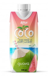 COCO 100% آب نارگیل خالص با طعم گواوا جعبه کاغذی 330 میلی لیتری