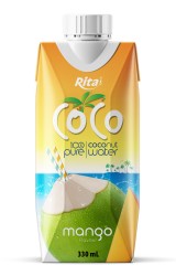 COCO 100% آب نارگیل خالص با طعم انبه جعبه کاغذی 330 میلی لیتری