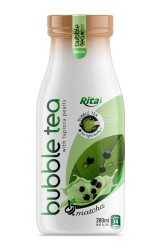 بطری شیشه ای 280 میلی لیتری چای حباب دار با مروارید تاپیوکا و ماچا بطری شیشه ای 280 میلی لیتری چای حباب دار با مروارید تاپیوکا و ماچا
