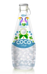 آب نارگیل با پالپ با طعم اصلی در بطری شیشه ای 290 میلی لیتری