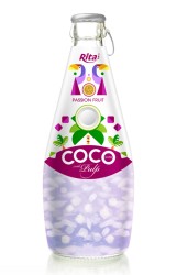 آب نارگیل با پالپ با طعم میوه شور در بطری شیشه ای 290 میلی لیتری آب نارگیل با پالپ با طعم میوه شور در بطری شیشه ای 290 میلی لیتری