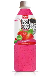 نوشیدنی دانه ریحان با آب توت فرنگی 500 میلی لیتری