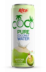 نوشیدنی آب نارگیل ۱۰۰٪ ریتا کوکو با طعم ماچا، قوطی ۳۲۰ میلی‌لیتری