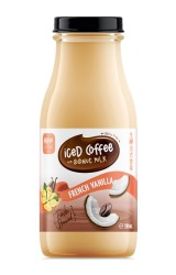 قهوه سرد با شیر نارگیل، وانیل فرانسوی، بطری شیشه‌ای ۲۸۰ میلی‌لیتری