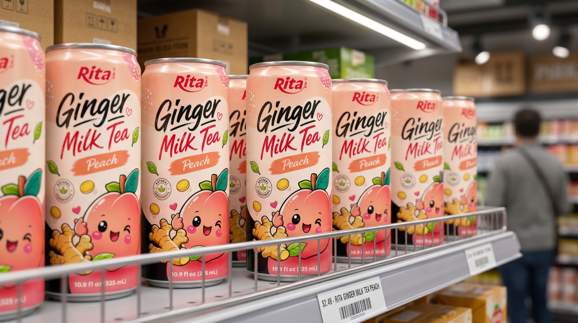 Ready-to-Drink Ginger Milk Tea with Peach Flavor 10.9 fl oz(325ml) Poster 2