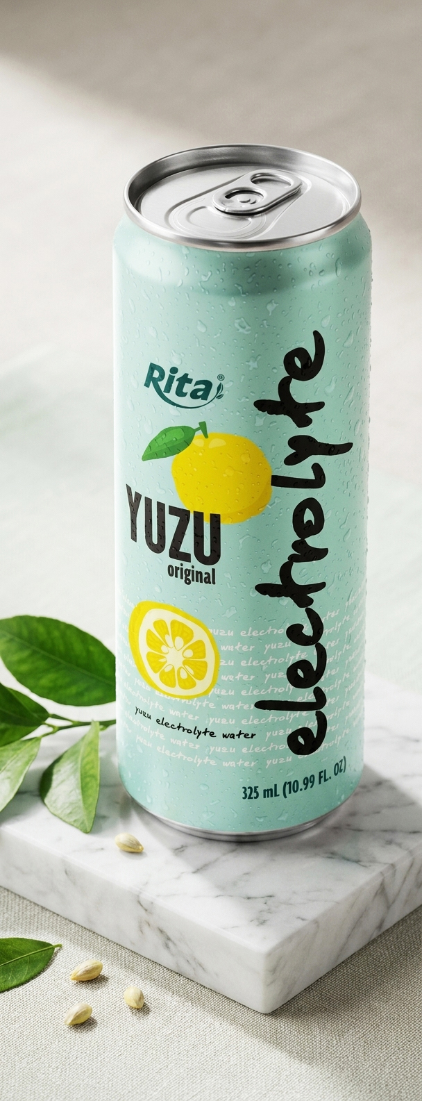 Yuzu Ginger Electrolyte Water Drink 325ml  Low Sugar Hydration Beverage Poster 2