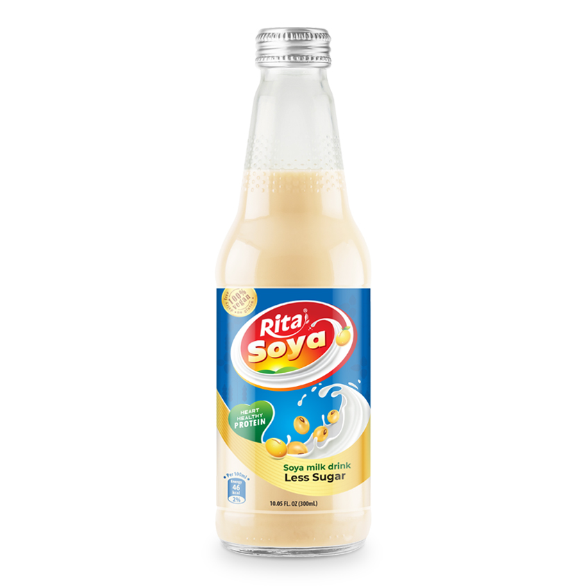 100 vegan Rita Soya milk drink less sugar 10.05 fl oz glass bottle