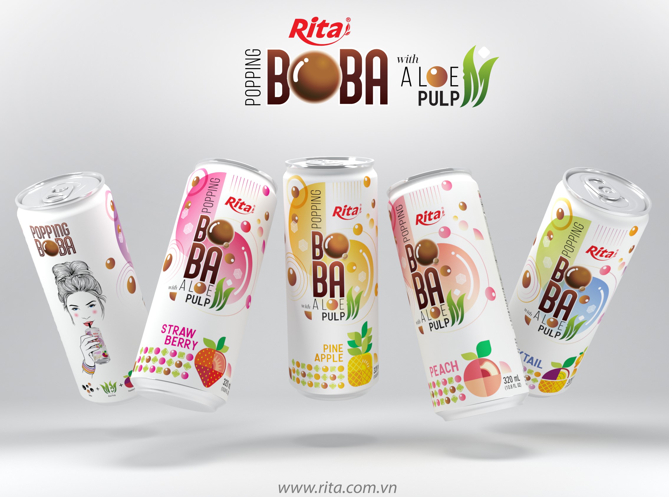 Best RITA Popping Boba drink with Aloe vera Pulp and mixed fruit