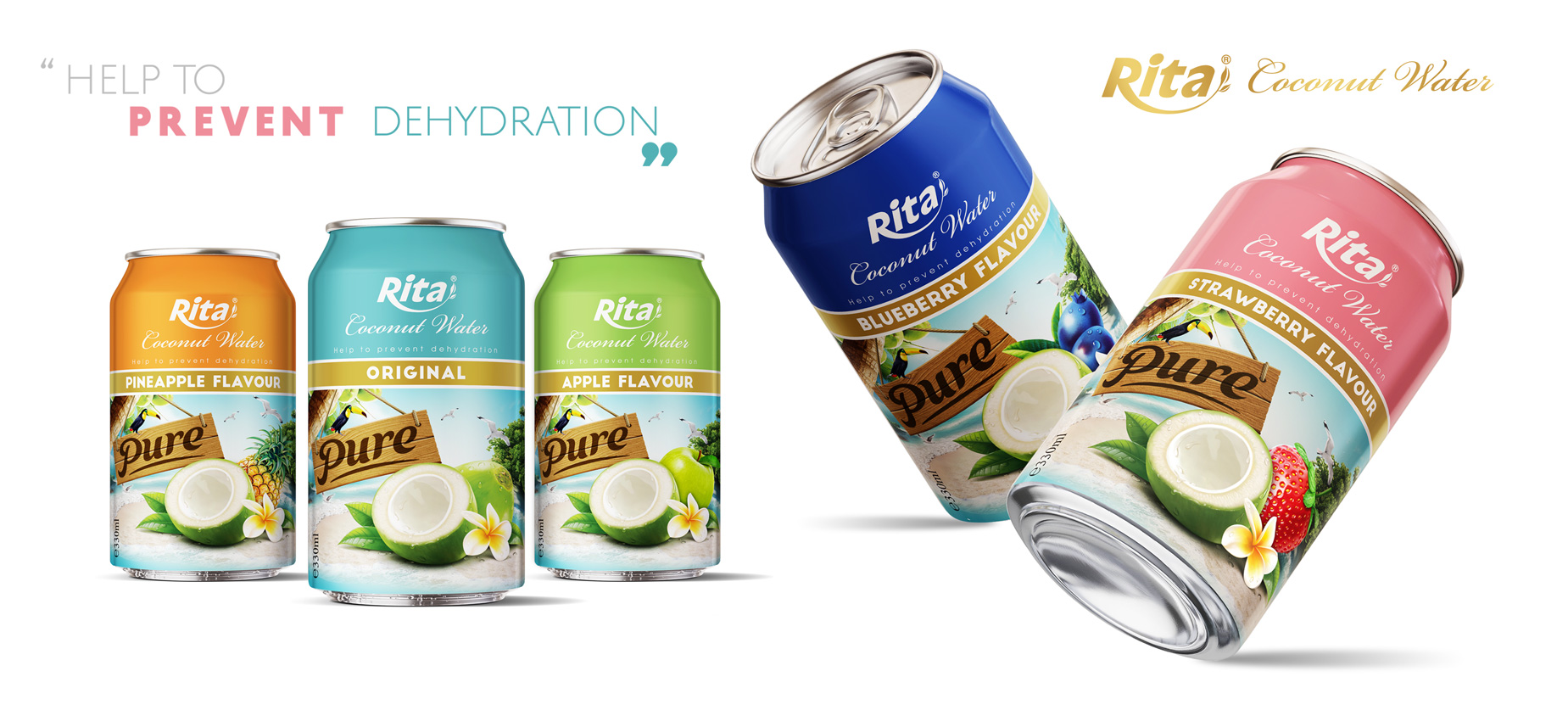 Poster Coconut water with tropical fruit 330ml can