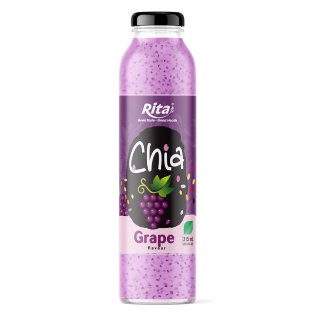 عمده فروشی دانه چیا بطری شیشه ای با طعم انگور 10.6 Fl Oz