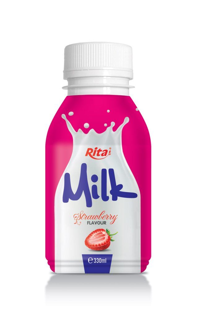 330ml PP بطری توت فرنگی طعم شیر
