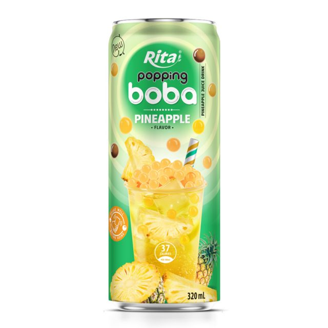 Hot Trending Popping Tea Boba Anaapple Flavor 320ml قوطی باریک