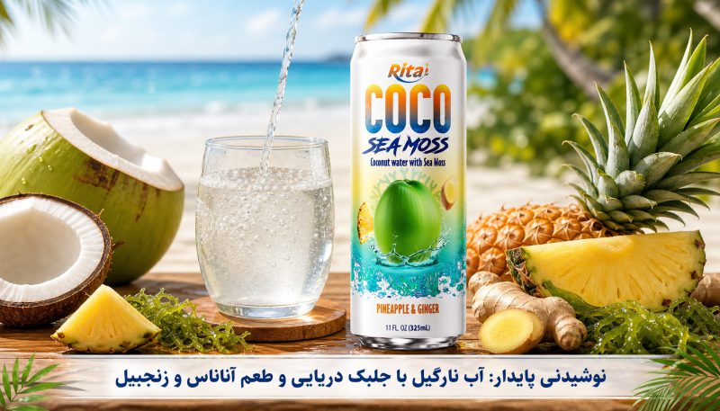 نوشیدنی پایدار: آب نارگیل با جلبک دریایی و طعم آناناس و زنجبیل
