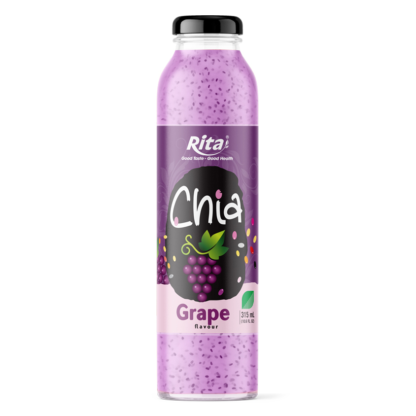 عمده فروشی دانه چیا بطری شیشه ای با طعم انگور 10.6 Fl Oz