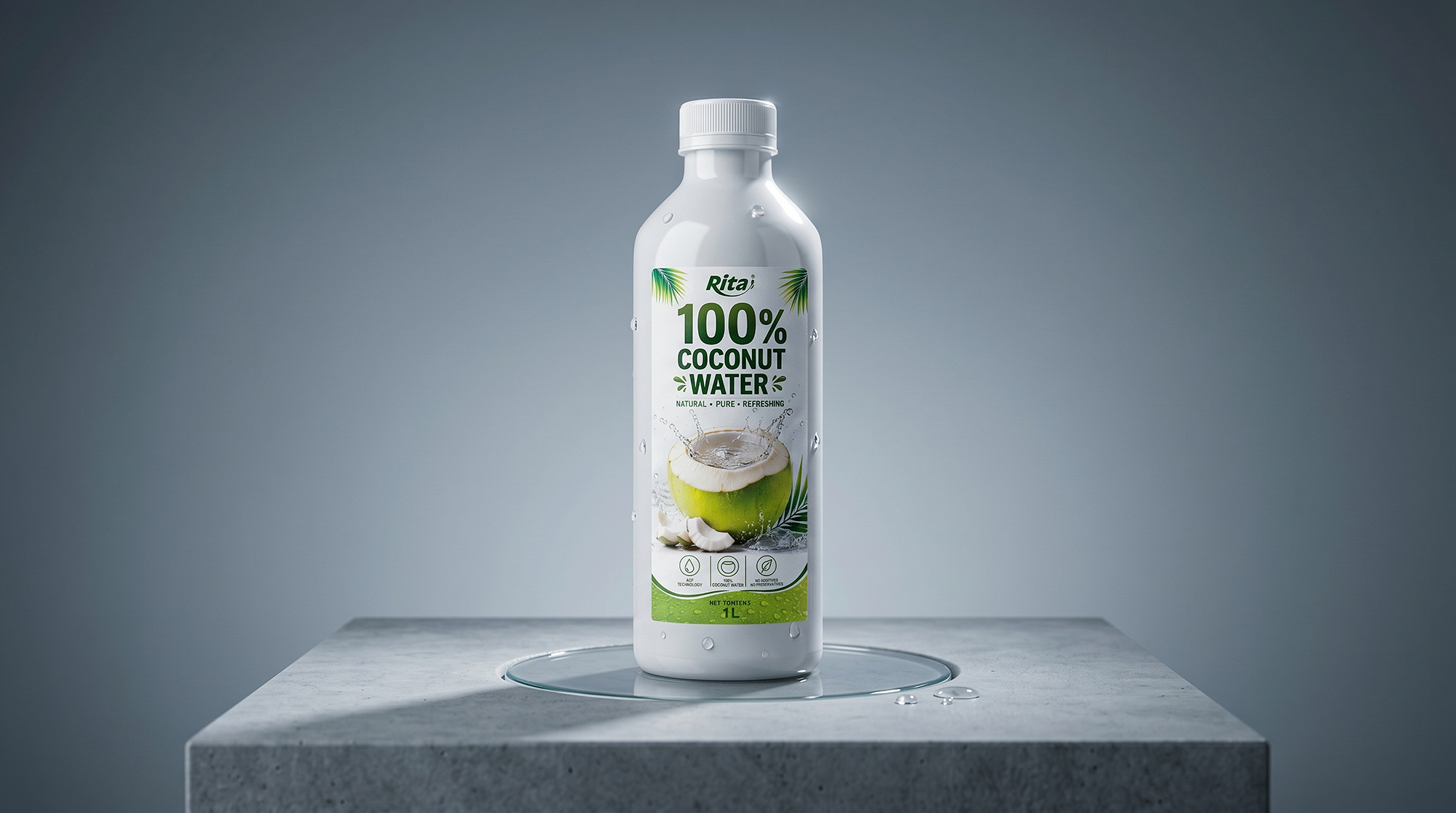100% Pure Young Coconut Water 1L PET Bottle Wholesale Poster 1