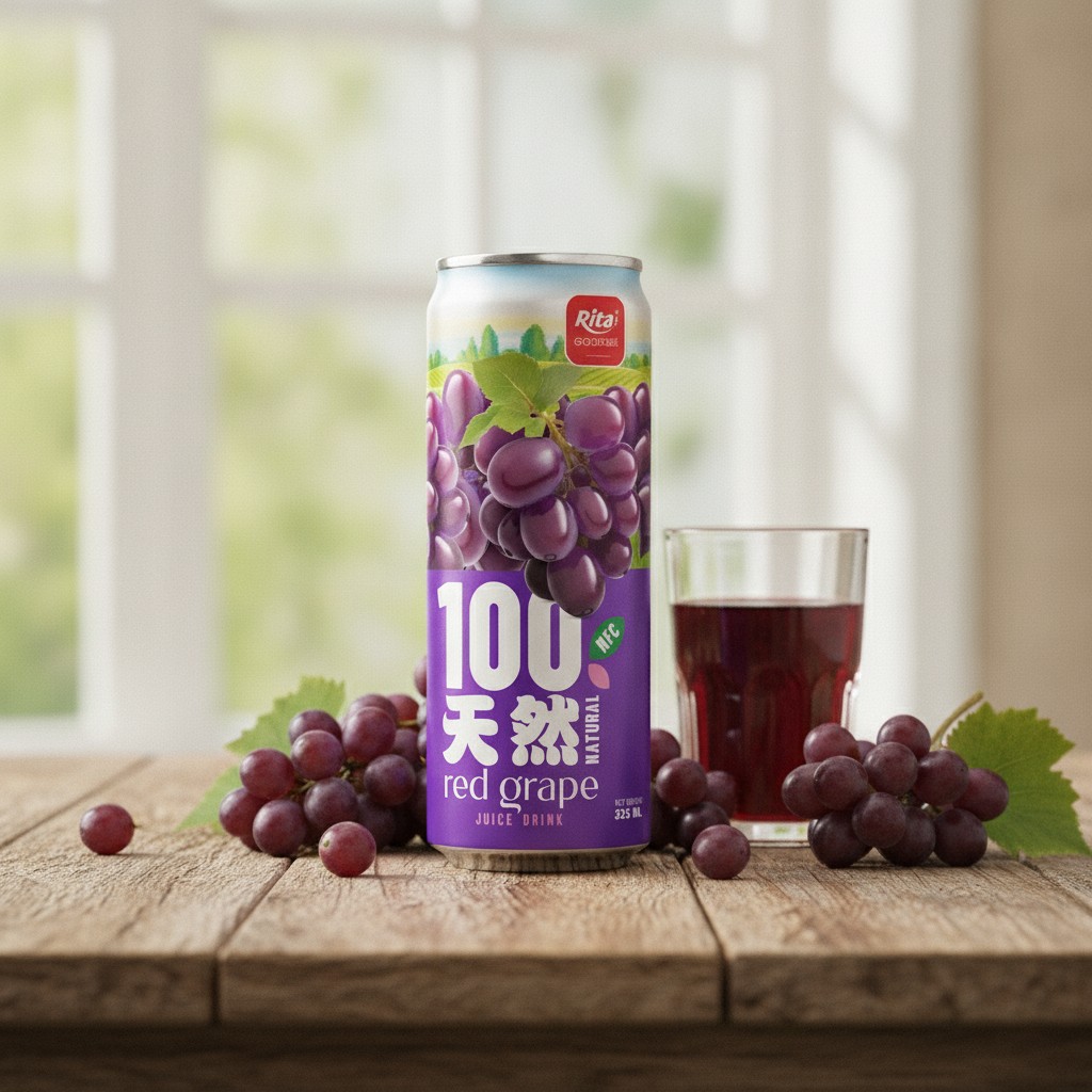 100 Natural  Red Grape Juice Drink 325ml sleek can - Premium Product