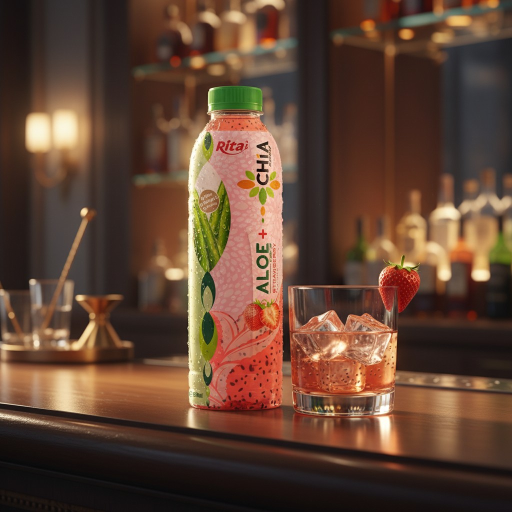 16.9 Fl Oz Rita Aloe Vera Drink with Chia Seed Strawberry Flavor PET Bottle - Premium Product