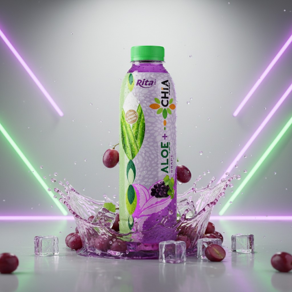 16.9 Fl Oz Rita Aloe Vera Drink with Chia Seed Grape Flavor PET Bottle - Premium Product
