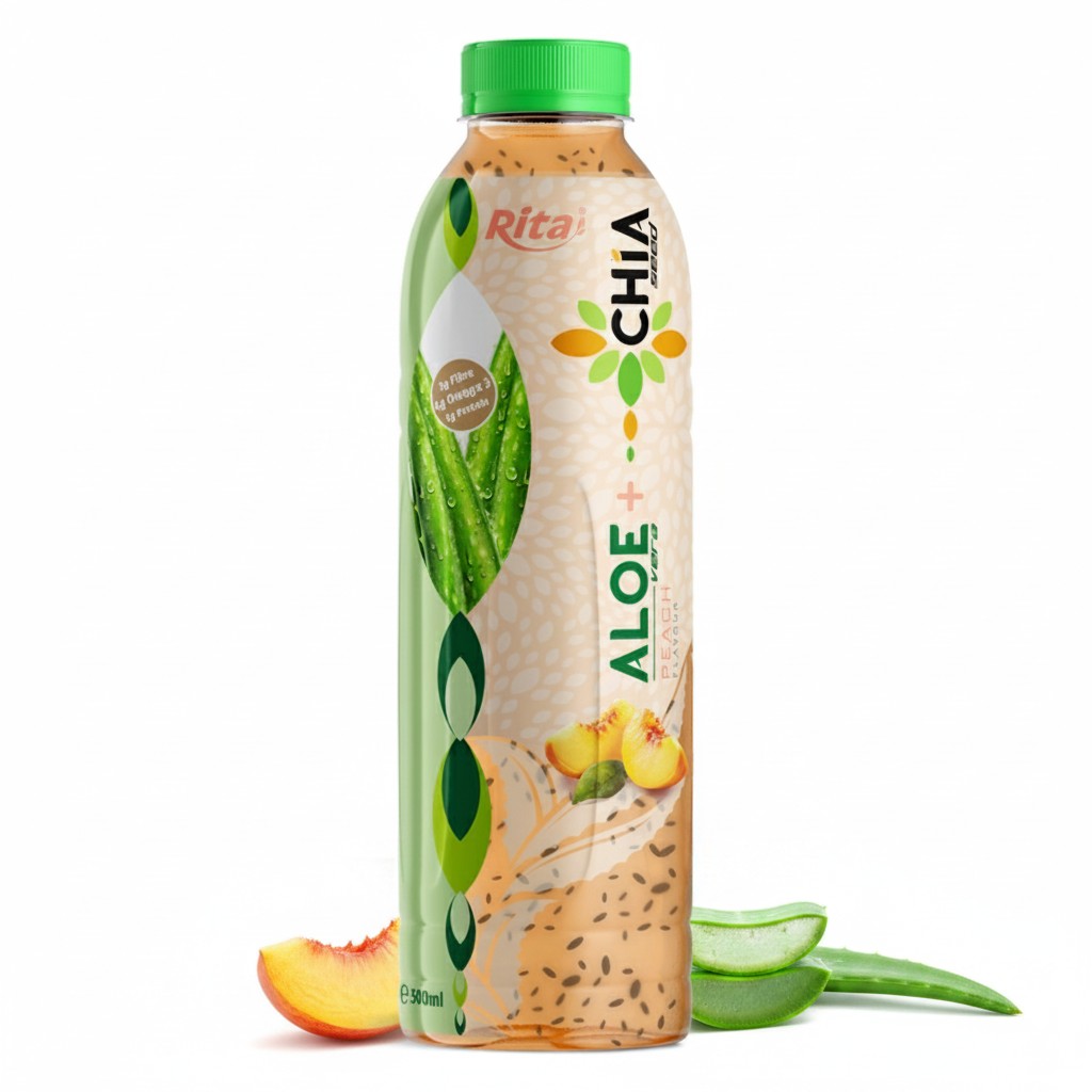 16.9 Fl Oz Rita Aloe Vera Drink with Chia Seed Peach Flavor PET Bottle - Premium Product