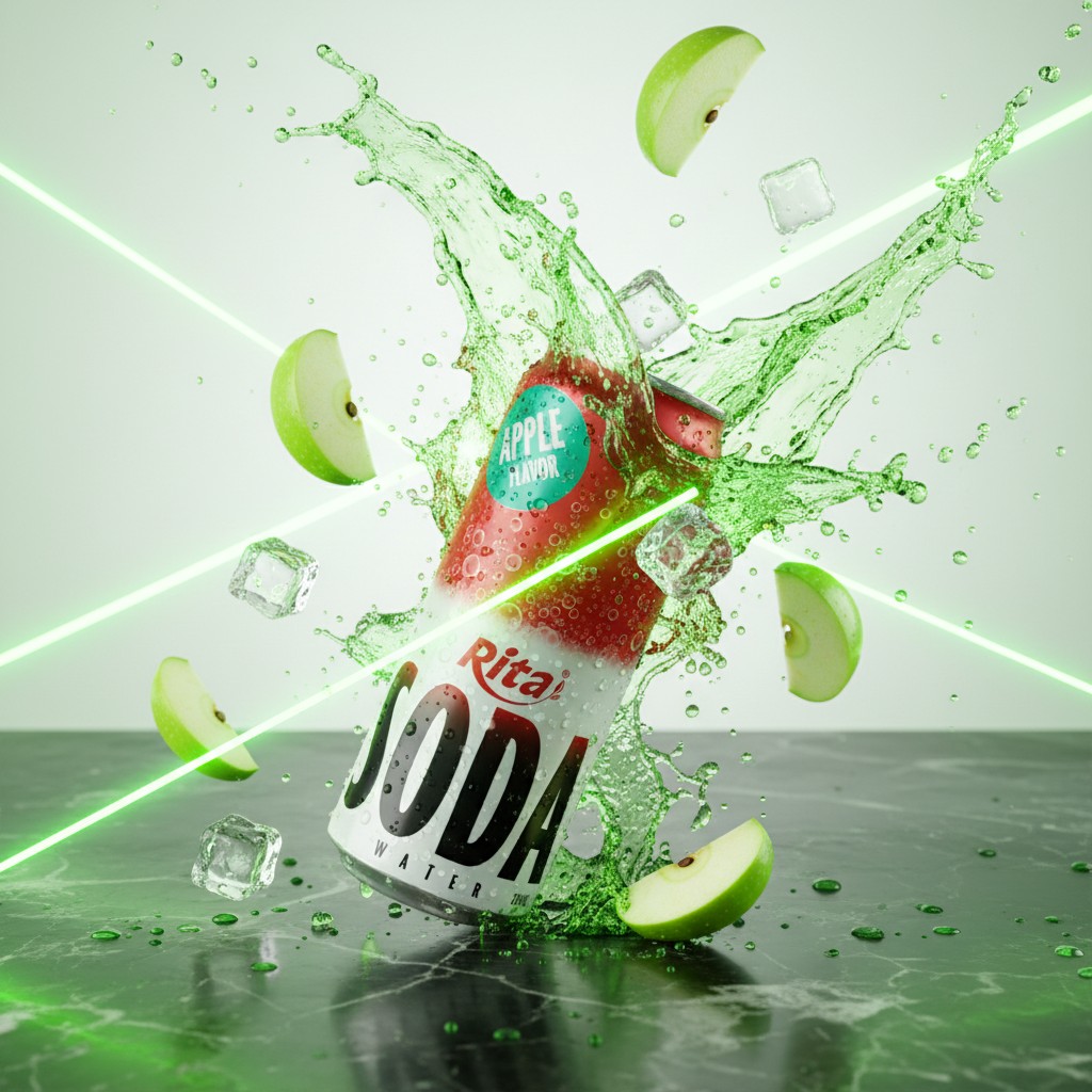 Sparkling Apple Soda Water Drink 320ml Can - Premium Product