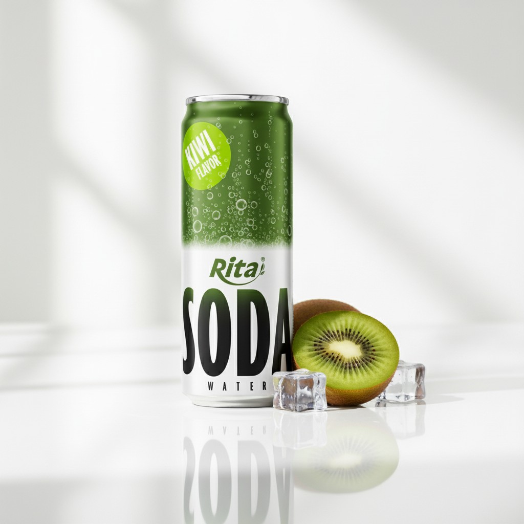 Sparkling Kiwi Soda Water Drink 320ml Can - Premium Product